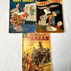 Vintage Dell Comic Book Set Mix Lot Bundle Of Tarzan & Looney Tunes & Andy Hardy